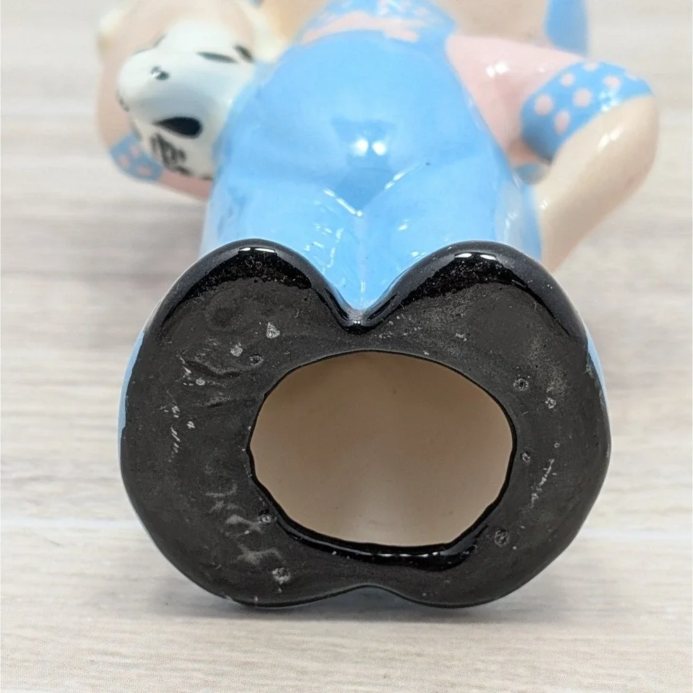 Vintage Hand Painted Ceramic Boy Figurine w/ Puppy Signed by Ferrell 4.25